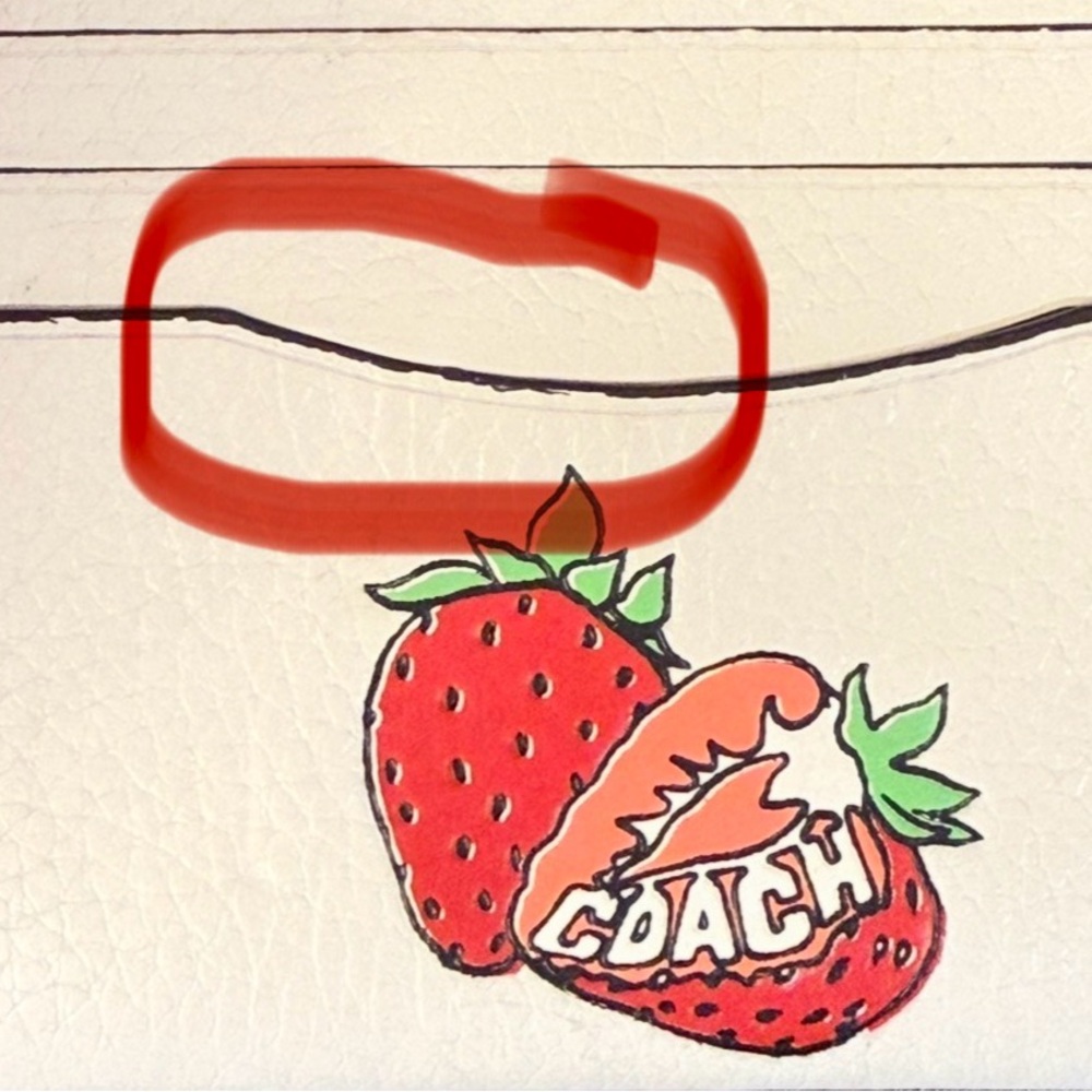 Coach Pebbled Leather Slim ID Card Case with Strawberry Graphic CAR33 - Picture 10 of 10